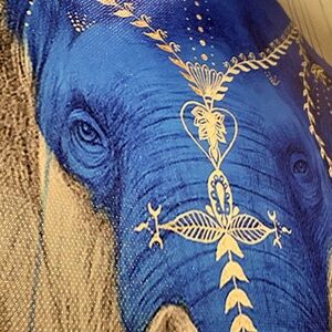 Blue Elephant Print Canvas Wall Art